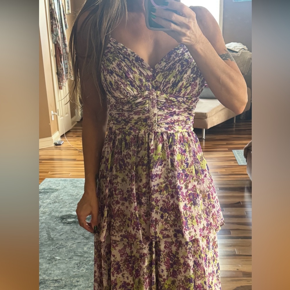 Aidan by Aidan Mattox purple and green Floral Maxi Dress- - Picture 16 of 16